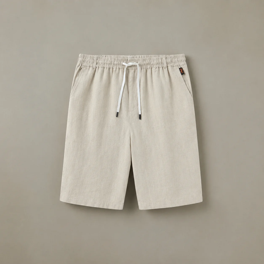 Bermudas de Lino para Hombre con Cintura Elástica y Cordón Ajustable