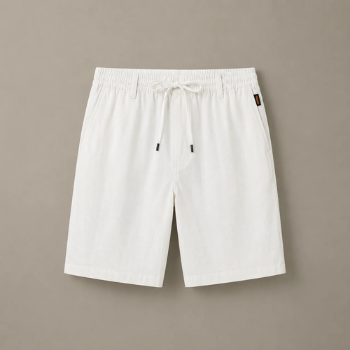 Bermudas de Lino para Hombre con Cintura Elástica y Cordón Ajustable