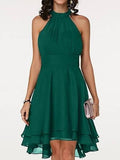 Vestido Sephelia I Elegante y corto con cuello halter y caída fluida